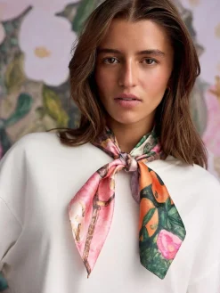 Next Multi Pink Floral Benjamin MacGregor Artist Collaboration Lightweight Square Scarf^Women Hats, Gloves & Scarves|Hats, Gloves & Scarves