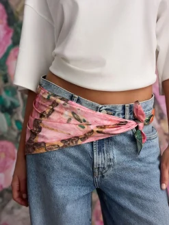 Next Multi Pink Floral Benjamin MacGregor Artist Collaboration Lightweight Square Scarf^Women Hats, Gloves & Scarves|Hats, Gloves & Scarves