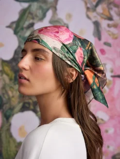 Next Multi Pink Floral Benjamin MacGregor Artist Collaboration Lightweight Square Scarf^Women Hats, Gloves & Scarves|Hats, Gloves & Scarves