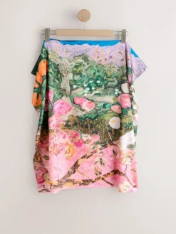 Next Multi Pink Floral Benjamin MacGregor Artist Collaboration Lightweight Square Scarf^Women Hats, Gloves & Scarves|Hats, Gloves & Scarves