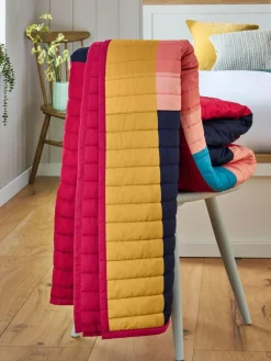 Next Multi Quilted Stripe Bedspread^ Cushions & Throws