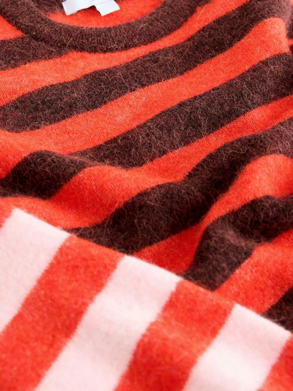 Hot Next Multi Red/Blue Stripe Long Sleeve Crew Neck Jumper With Wool