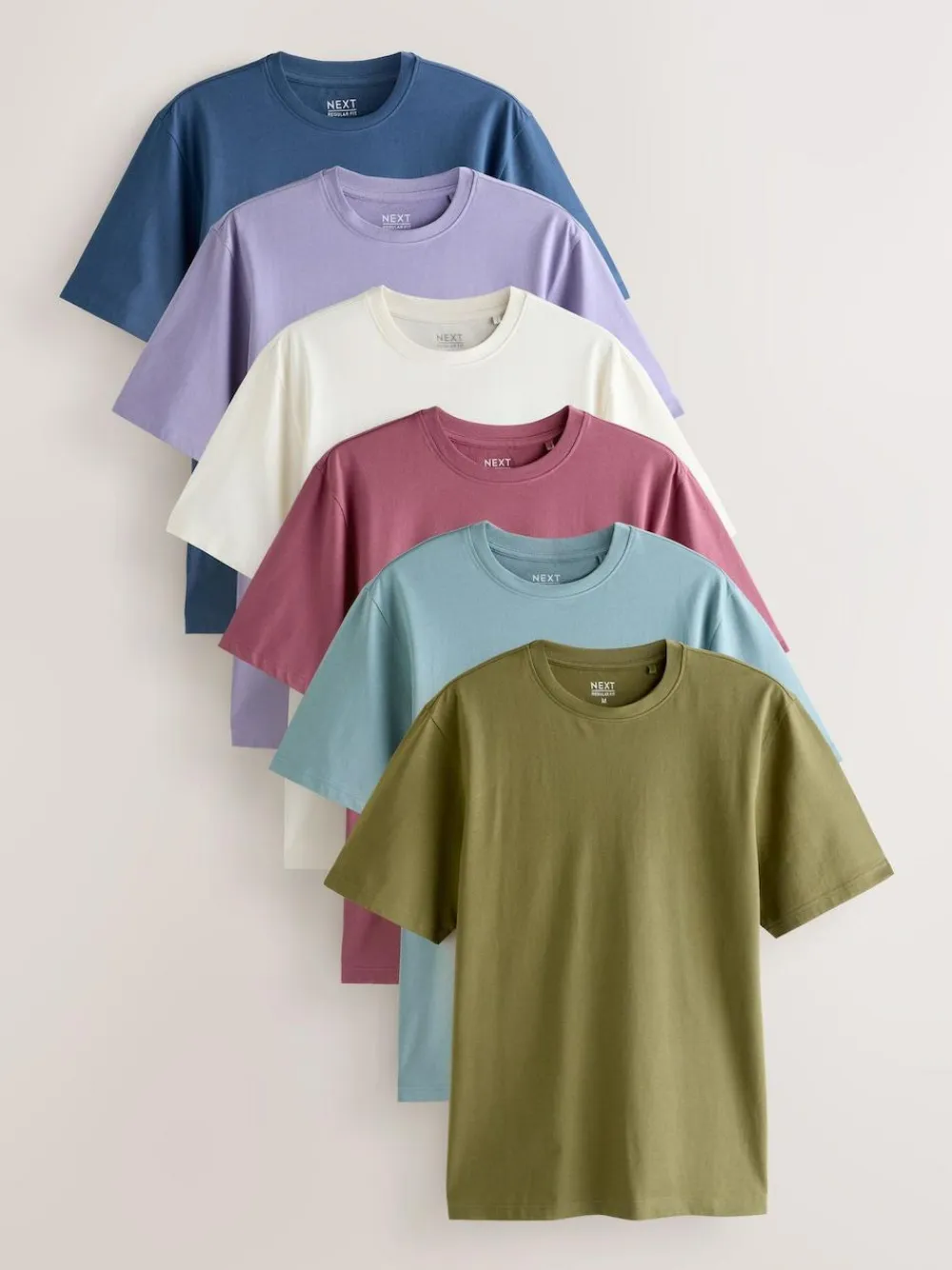Next Multi Regular Fit Essential Cotton T-Shirts 6 Pack^ Nightwear|Tops & T-Shirts