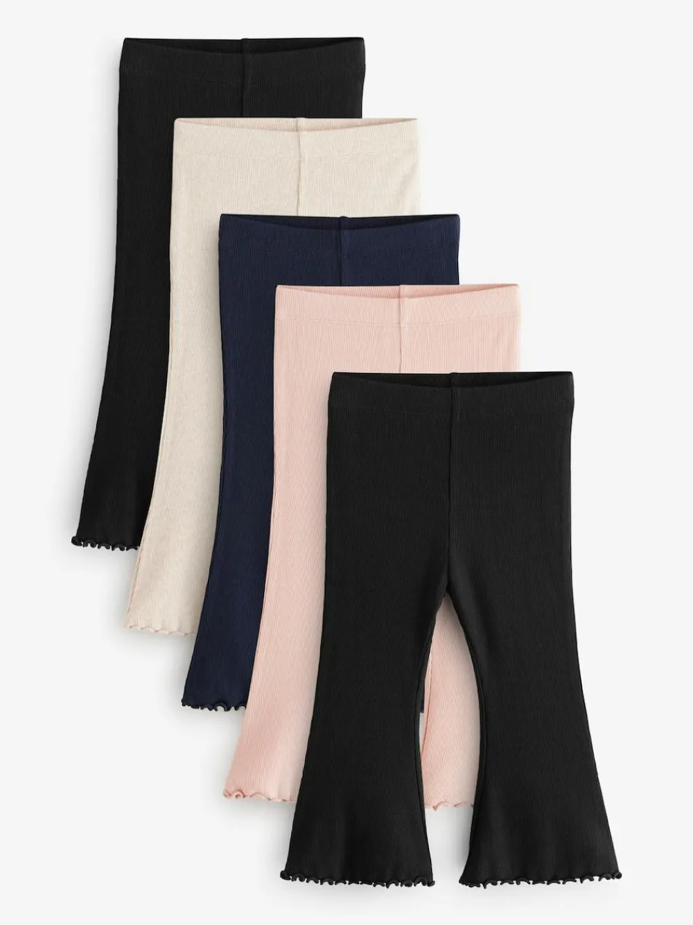 Next Multi Ribbed Flare Leggings 5 Pack (3mths-7yrs)^ Baby Girls|Multipacks