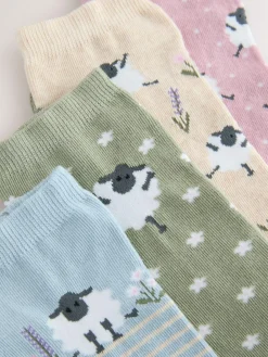 New Next Multi Sheep Print Trainer Socks 4 Pack