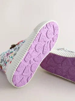 Next Multi Sketchy Print Standard Fit (F) Lace Up High Top Trainers^ Sneakers