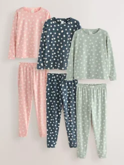 Online Next Multi Spot Long Sleeve Pyjamas 3 Pack