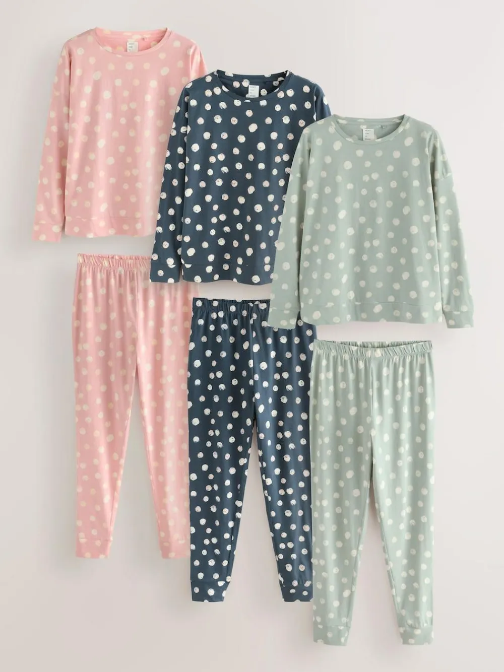 Online Next Multi Spot Long Sleeve Pyjamas 3 Pack