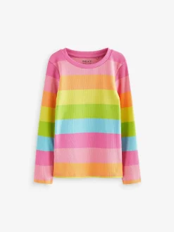 Best Next Multi Stripe Long Sleeve Ribbed Top (3-16yrs)