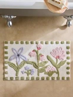 Next Multi Water Colour Floral Print Bath Mat^ Towels & Bathmats