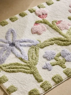 Next Multi Water Colour Floral Print Bath Mat^ Towels & Bathmats