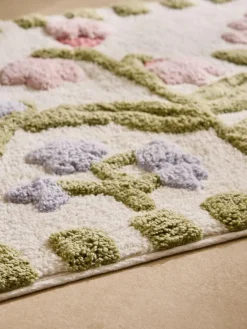 Next Multi Water Colour Floral Print Bath Mat^ Towels & Bathmats