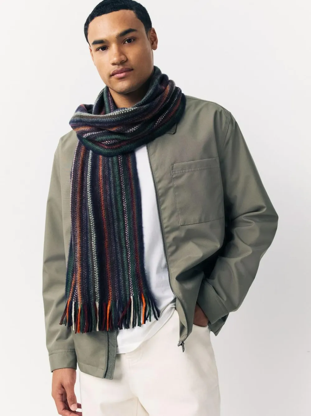 Online Next Stripe Knitted Scarf Multicolour