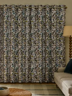Clearance Next Multicoloured Leaves Print Blackout/Thermal Eyelet Curtains