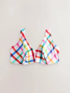 Hot Next F - K Ultimate Support Wired Crop Bikini Top Multi/White Bright Check