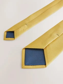 Online Next Mustard Yellow Slim Textured Tie