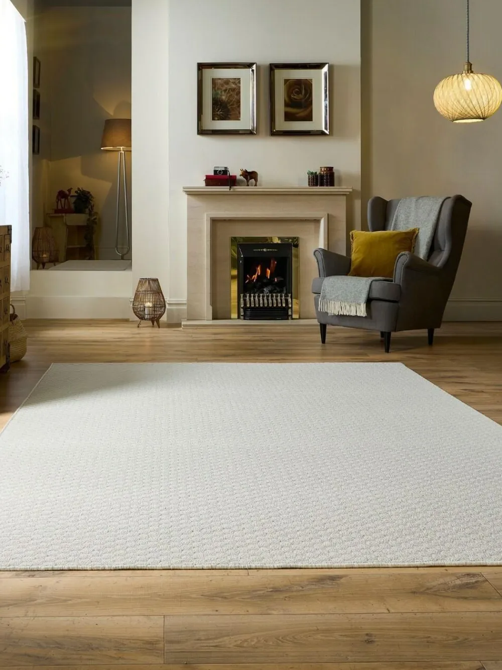 Clearance My Mat Sculptured Honeycomb Rug Ivory
