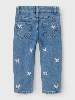 Name It Blue Bow Embroidery Mom Jeans^ Jeans & Joggers|Jeans