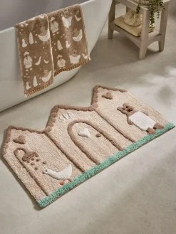 Next 100% Cotton Bertie Bear Woodland Spa Bath Mat Natural