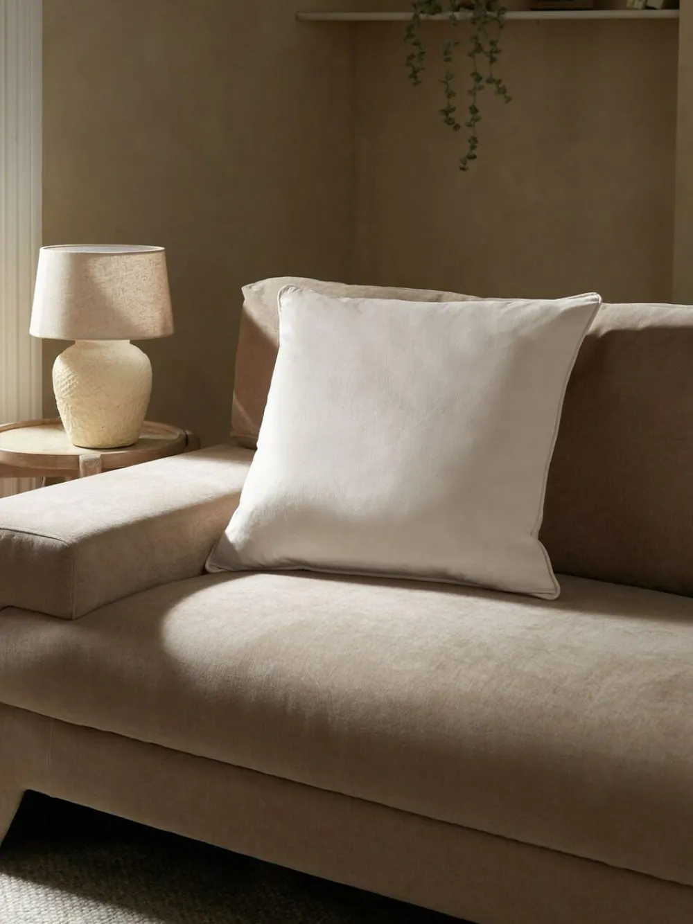 Next Natural 59 x 59cm Matte Velvet Cushion^ Cushions & Throws