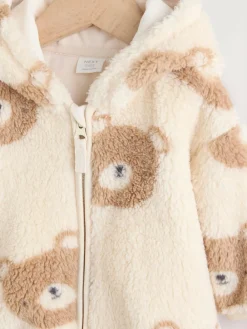 Outlet Next Natural Bear Face Fleece Zip Jacket (0mths-2yrs)