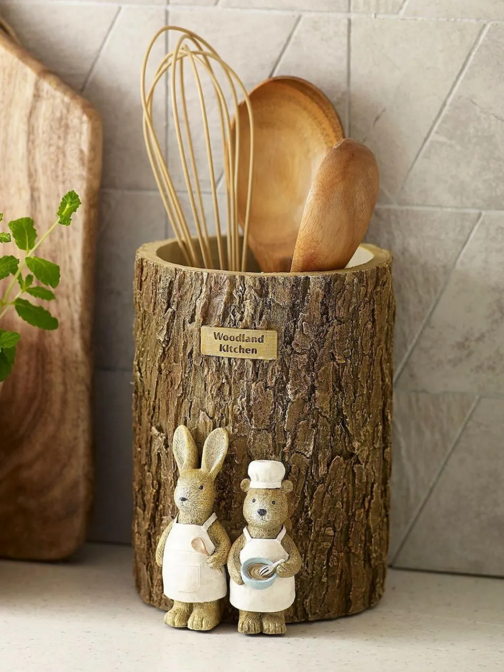 Outlet Next Natural Bertie Bear and Rosie Rabbit Utensil Pot