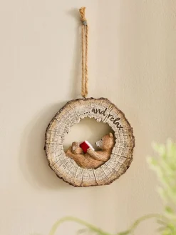 Discount Next Natural Bertie Bear Reading Hanging Decoration