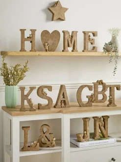 Clearance Next Natural Bertie the Bear Monogram Ornaments