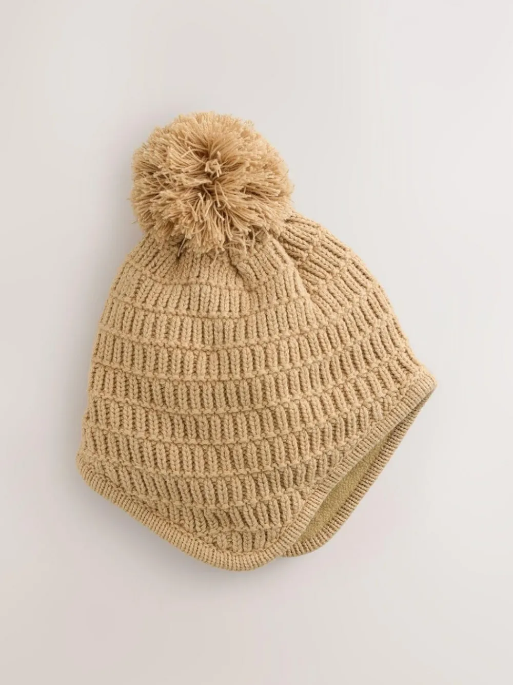 Online Next Baby Knitted Trapper Hat With Pom (0mths-2yrs) Natural Borg