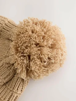 Online Next Baby Knitted Trapper Hat With Pom (0mths-2yrs) Natural Borg