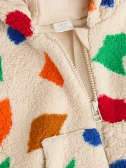 Online Next Natural Bright Geo Printed Zip Through Hooded Baby Jacket (0mths-2yrs)