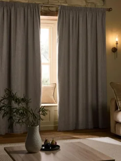 Next Brushed Herringbone Pencil Pleat Blackout Thermal Curtains^ Curtains & Blinds