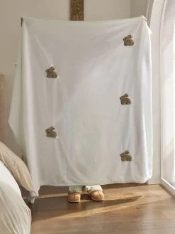Clearance Next Natural Bunny Fleece Throw