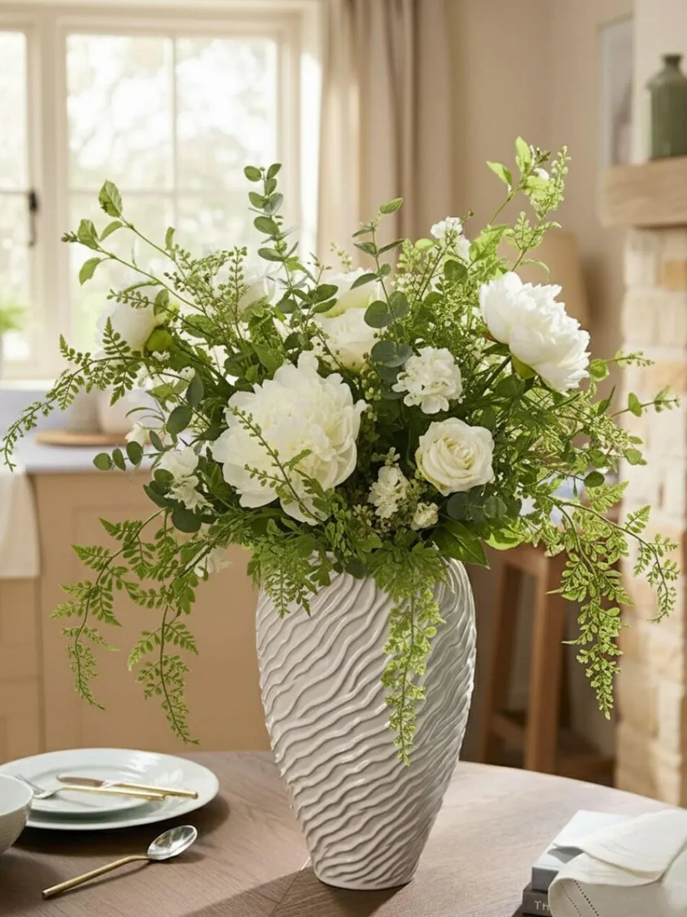 Online Next Natural Ceramic Fairford Textured Large Vase