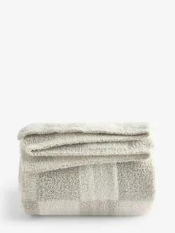 Next Natural Checkerboard Knit Fleece Throw^ Cushions & Throws