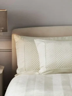 Hot Next Madison Quilted Velvet Duvet Cover and Pillowcase Set Natural Cream