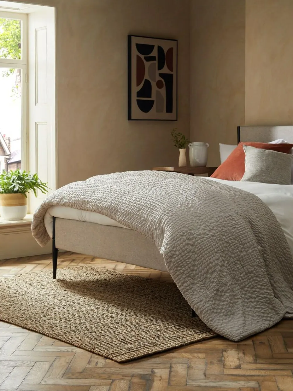 Next Crinkle Textured Bedspread Natural