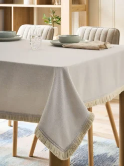 Clearance Next Natural Dalby Fringe Table Cloth