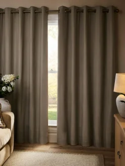 Next Natural Dark Blackout/Thermal Cotton Eyelet Curtains^ Curtains & Blinds