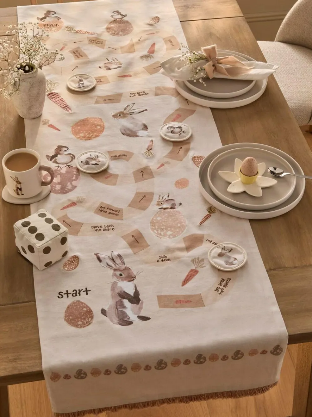 Discount Next Natural Easter Bunny Rabbit Game Dining Table Runner