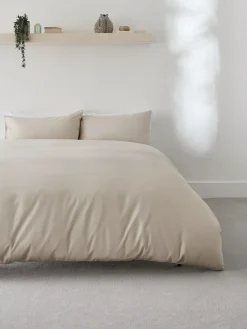 Next Natural Easy Care Polycotton Plain Duvet Cover and Pillowcase Set
