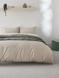 Next Natural Easy Care Polycotton Plain Duvet Cover and Pillowcase Set
