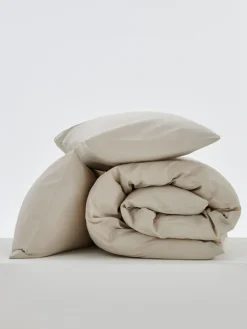 Next Natural Easy Care Polycotton Plain Duvet Cover and Pillowcase Set