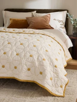 Next Natural Embrodiered Star Bedspread^ Cushions & Throws
