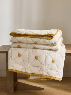 Next Natural Embrodiered Star Bedspread^ Cushions & Throws