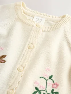 Next Natural Embroidered Baby Bunny Cardigan (0mths-3yrs)^ Baby Girls|Baby Girls