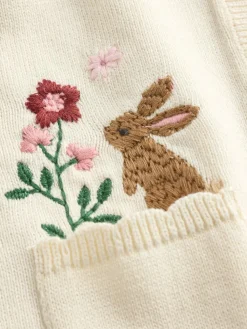 Next Natural Embroidered Baby Bunny Cardigan (0mths-3yrs)^ Baby Girls|Baby Girls