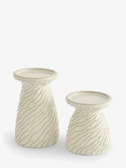 New Next Natural Fairford Ceramic Pillar Candle Holder
