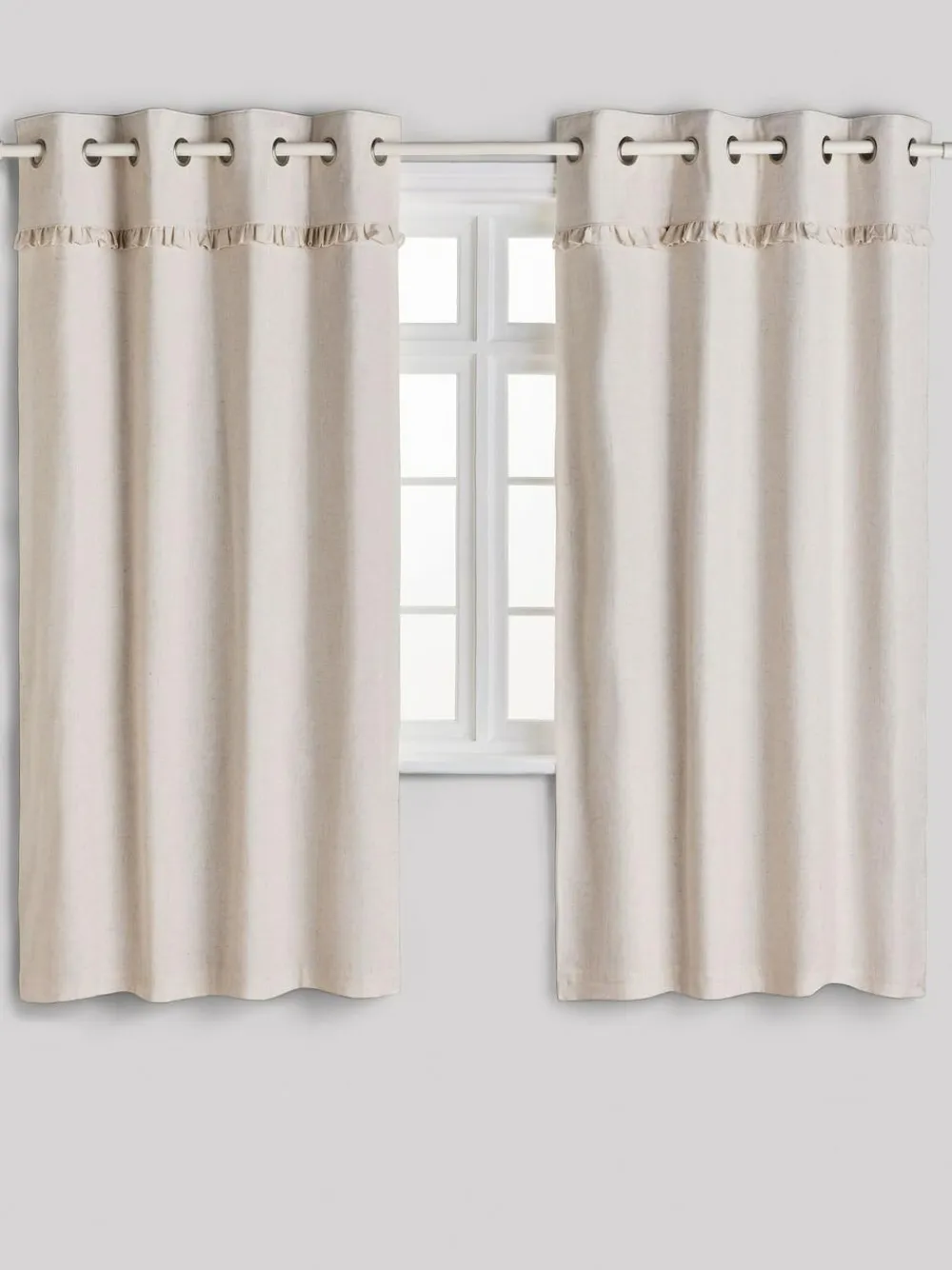 Next Natural Frill Eyelet Blackout Curtains^ Curtains & Blinds