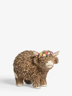 New Next Natural Hamish The Highland Cow Ornament Medium With Floral Crown